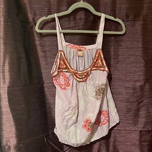 Language Purple Floral Camisole with Embellishments